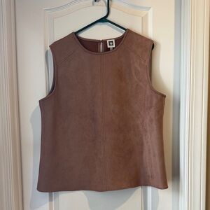 Anne Klein Sleeveless Tan Faux Suede Vest